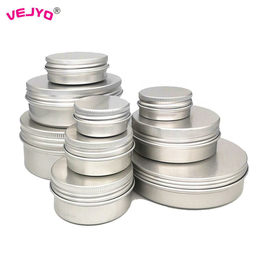 Tin Container Lid - 50pcs คอนเทนเนอร์เครื่องสําอางอลูมิเนียมเทียน Jar ที่ว่างเปล่าดีบุกโลหะเงินพร้อมฝาปิด Lip Balm