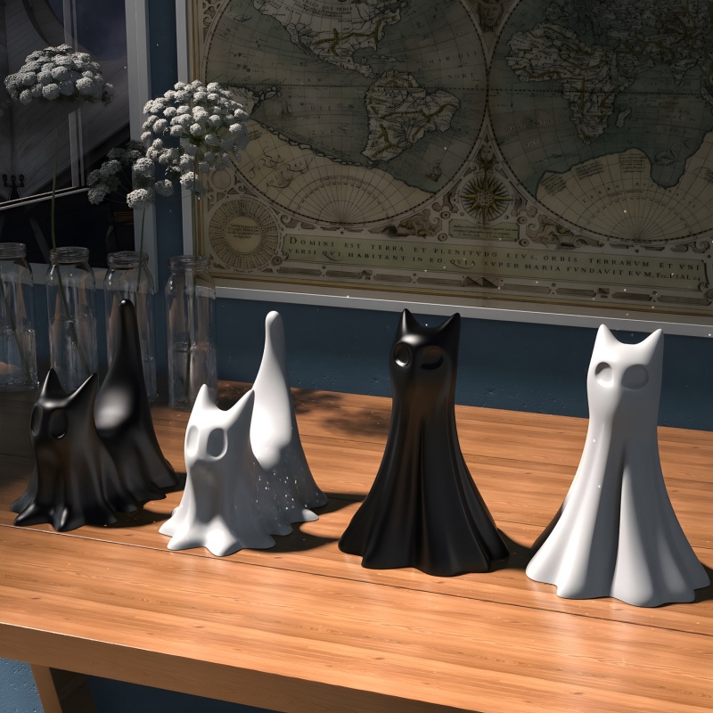 Ghost Cat ฮาโลวีนเดสก์ท็อปเครื - Candle Making Tutorial บทวิจารณ์และราคา