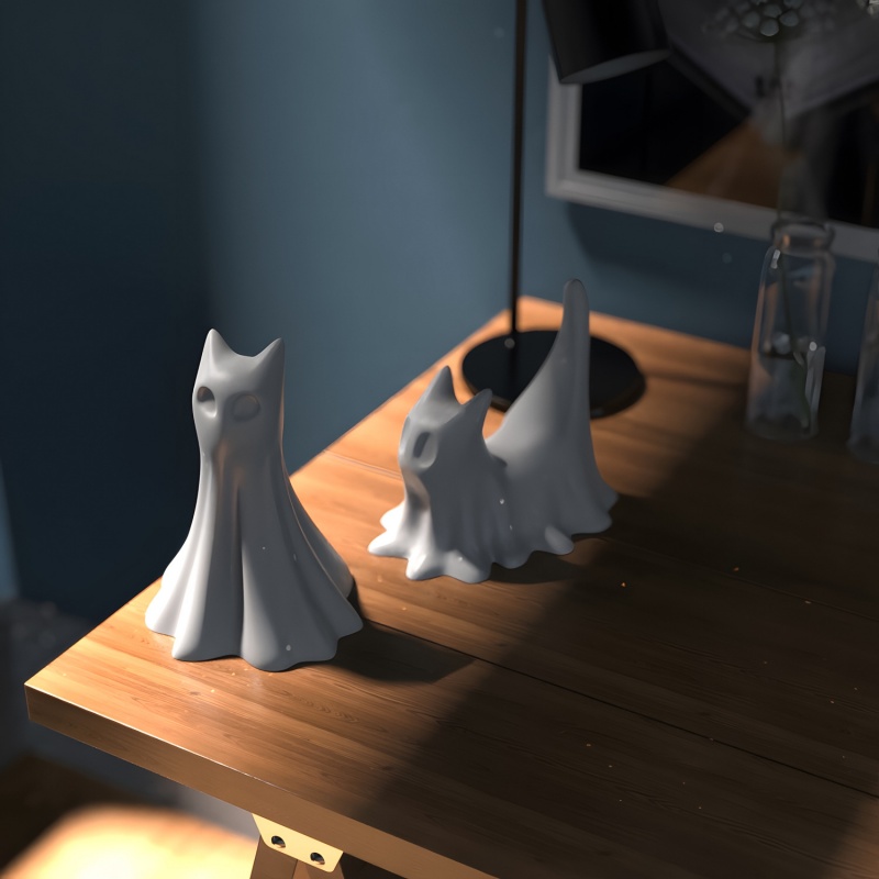 Ghost Cat ฮาโลวีนเดสก์ท็อปเครื - Candle Making Tutorial บทวิจารณ์และราคา