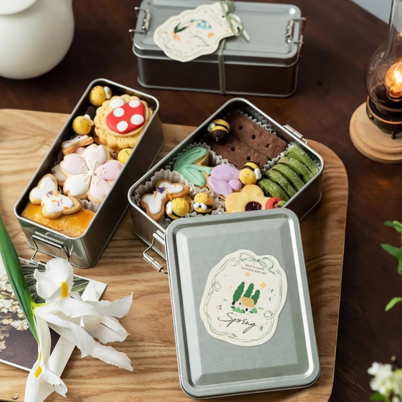 กล่องคุกกี้สี่เหลี่ยมผืนผ้า ทำ - Tin Container Lid บทวิจารณ์และราคา